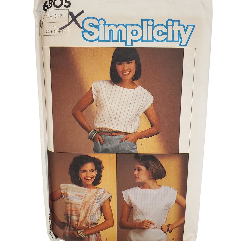 Simplicity Womens 80 Tops Extended Shoulders Sewing Pattern Size 16-20 UNCUT FF